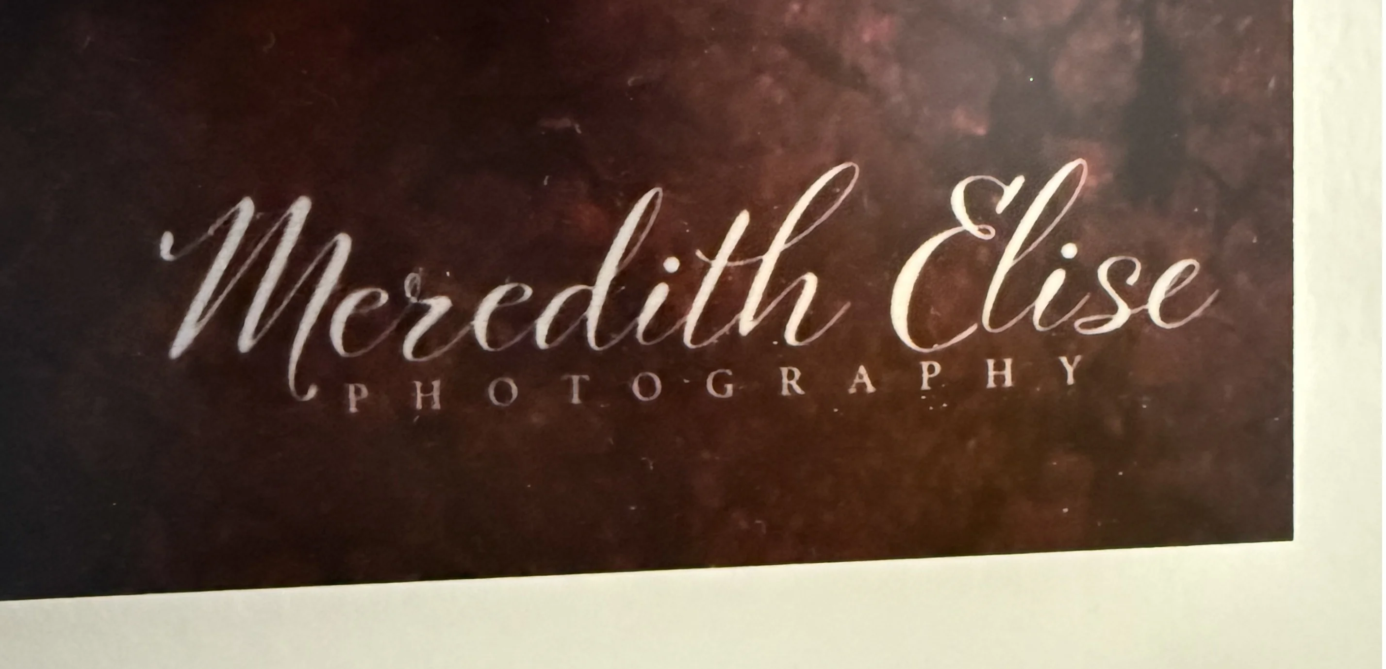 Meredith Elise's signature embedded on a metal print
